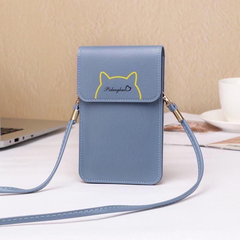 Mobile phone shoulder bag ladies touch screen mobile phone bag new student small bag simple and versatile Korean version one shoulder messenger small bag wallet women