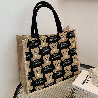 Large-capacity student class bag female fashion cute bear handbag new 2024 Korean version of the net red fashion shoulder tote bag female ins shopping bag