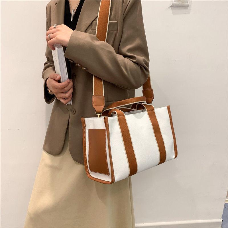 Messenger bag fashion commuter tote bag 2024 new large-capacity female canvas atmospheric simple shoulder bag hand-held