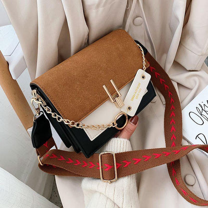 2024 Spring and Autumn New Women's Bag Korean Simple Crossbody Bag Leisure Versatile Comfortable Broadband Single-shoulder Skew Straddle Bag Elegant Contrast Panel Small Square Bag