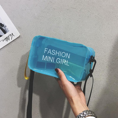 Transparent small square bag female 2024 new all-match beach messenger bag small bag jelly bag Korean version ins cosmetic bag