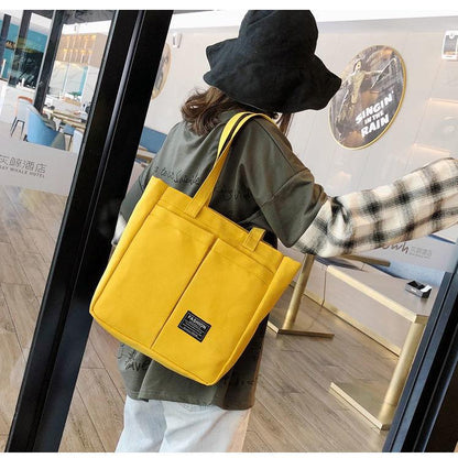 New canvas shoulder bag Korean version casual bag women's lazy canvas bag literary style shoulder bag Japanese student campus tote bag wome