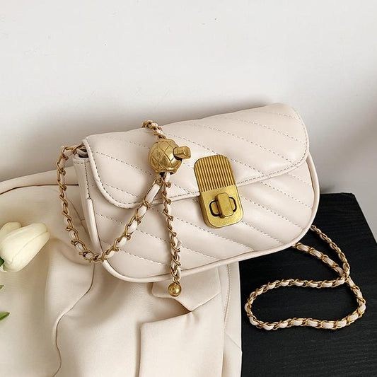 New Popular Small Bag Women 2024 New Versatile Chain Crossbody Bag Advanced Texture Embroidery One Shoulder Small Square Bag Fashion Women's Small Bag Solid Single Shoulder Bag