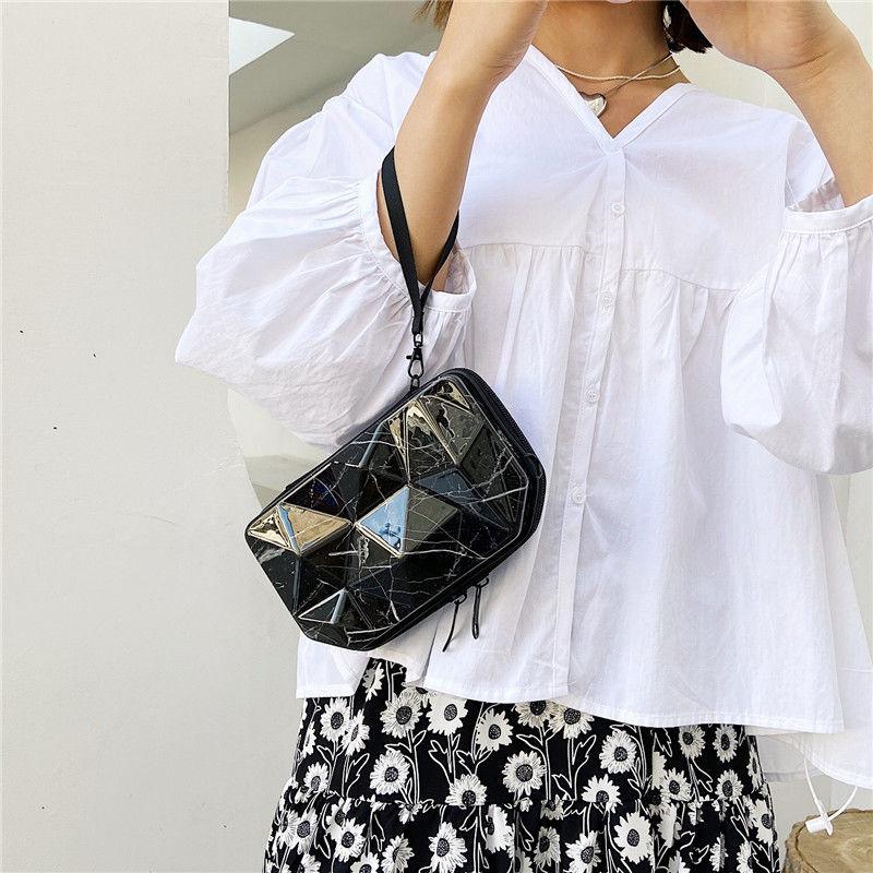 2024 new fashion small square bag trend personality slanting shoulder bag mini luggage bag fashion versatile bag mobile phone bag mini bag cute girl bag