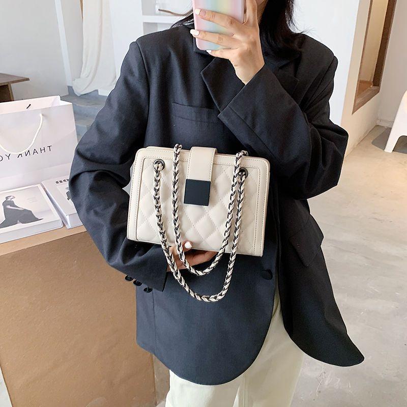 Chain bag, new women's bag, 2024, new fashion net, red diamond lattice bag, versatile single-shoulder messenger bag, underarm bag, large-capacity women's bag