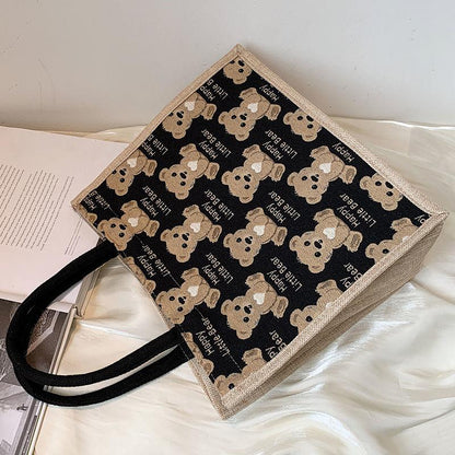 Large-capacity student class bag female fashion cute bear handbag new 2024 Korean version of the net red fashion shoulder tote bag female ins shopping bag