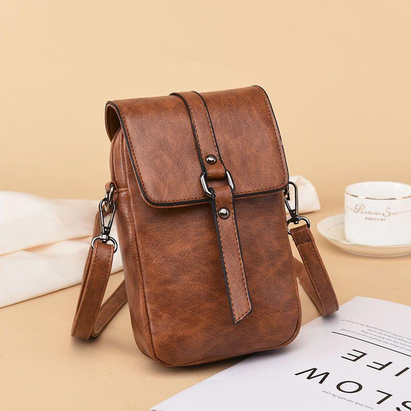 2024 New Versatile Retro Crossbody Small Bag Fashion Mini Shoulder Bag Simple and Magnificent Daily Versatile Mobile Bag Exquisite Multifunctional Solid Color Women's Bag