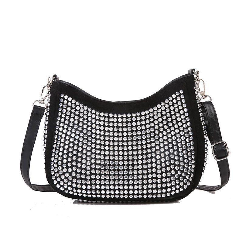 Rhinestone chain bag women's 2024 new full diamond texture simple and versatile underarm bag mobile phone bag shoulder messenger small bag women