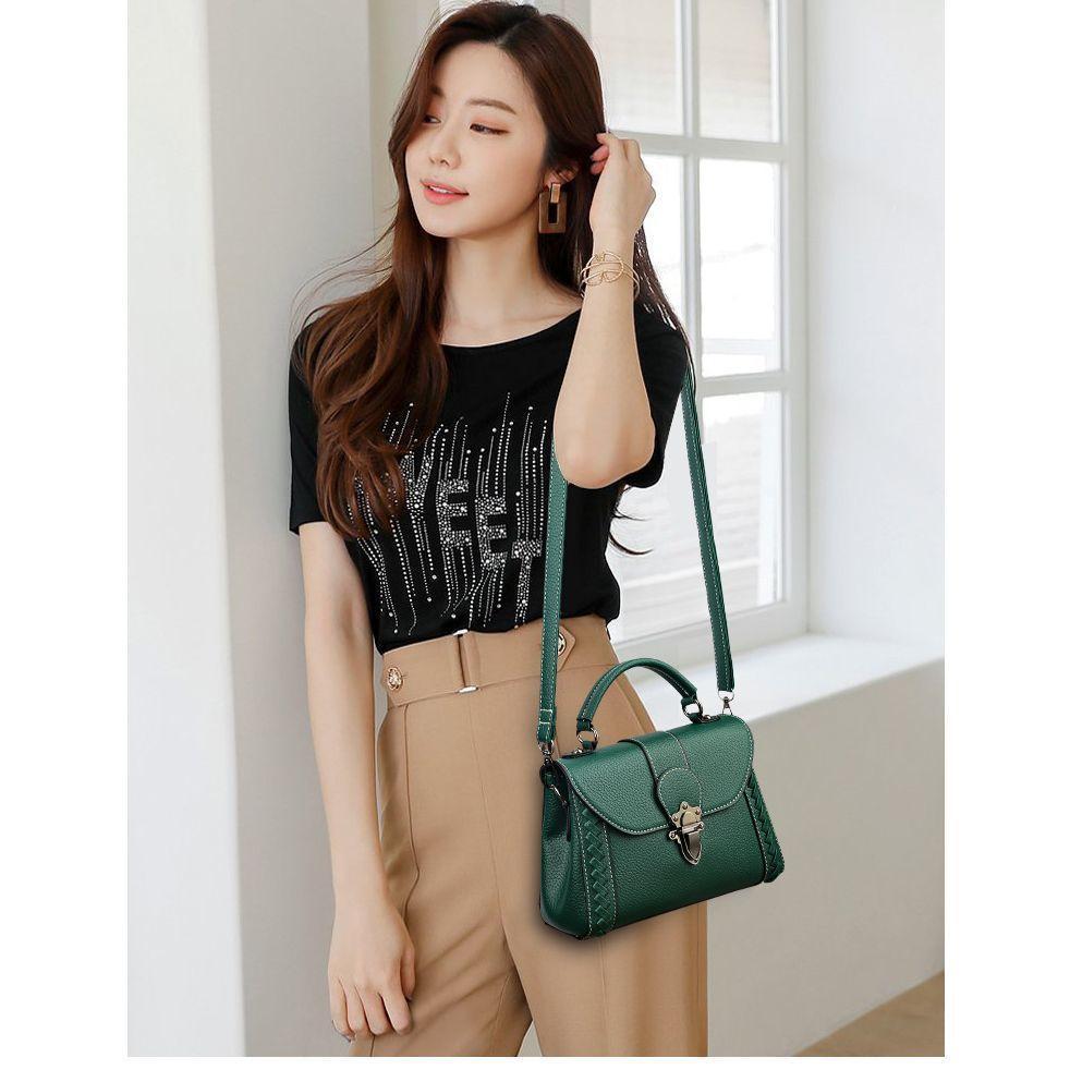 Leather bag Women elegant Korean fashion one shoulder messenger bag Women's bag Soft leather handbag Large capacity bag 2024 Women's new single room bag