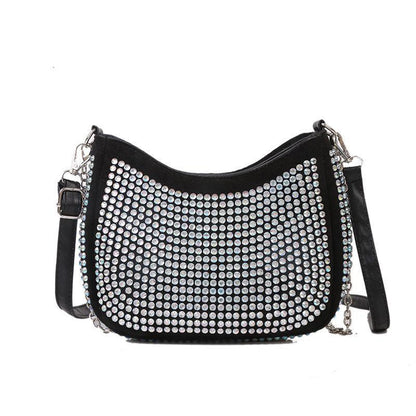 Rhinestone chain bag women's 2024 new full diamond texture simple and versatile underarm bag mobile phone bag shoulder messenger small bag women