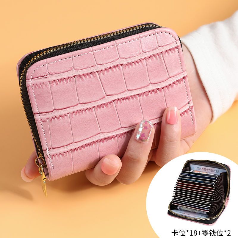 Online Red Card Bag Anti demagnetization Large Capacity Multi card Position Driving Document Clip Cover Crocodile Pattern Zero Wallet Integrated Card Bag Female