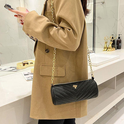 2024 popular diagonal bag for women's versatile high-grade caviar pattern cylinder bag light luxury French one-shoulder messenger bag for women's chain bag