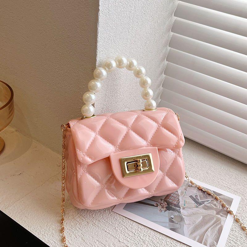 2024 New Fashion All-Match Jelly Pearl Chain Mini Square Bag One-Shoulder Crossboby Bag Women