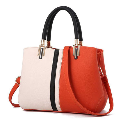 2024 New fashion women's bag Simple color-blocking personalized bucket bag Single-shoulder portable women's bag Fashion diagonal women's bag Large capacity women's bag Work handbag Temperament women's leather bag