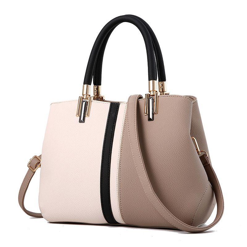 2024 New fashion women's bag Simple color-blocking personalized bucket bag Single-shoulder portable women's bag Fashion diagonal women's bag Large capacity women's bag Work handbag Temperament women's leather bag