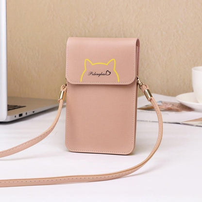 Mobile phone shoulder bag ladies touch screen mobile phone bag new student small bag simple and versatile Korean version one shoulder messenger small bag wallet women