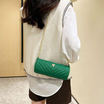 2024 popular diagonal bag for women's versatile high-grade caviar pattern cylinder bag light luxury French one-shoulder messenger bag for women's chain bag