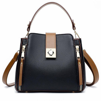 Fashion shoulder bag leather bag women's handbag 2024 new fashion single shoulder messenger bag large capacity bucket bag elegant commuter women's work bag