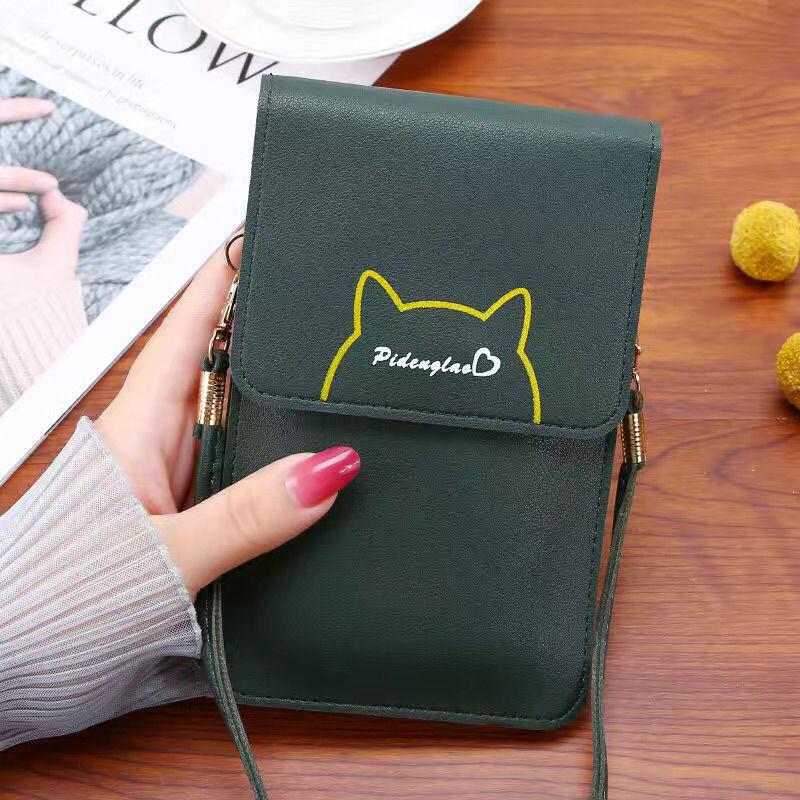 Mobile phone shoulder bag ladies touch screen mobile phone bag new student small bag simple and versatile Korean version one shoulder messenger small bag wallet women