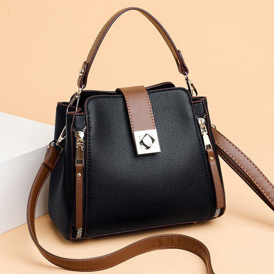 Fashion shoulder bag leather bag women's handbag 2024 new fashion single shoulder messenger bag large capacity bucket bag elegant commuter women's work bag