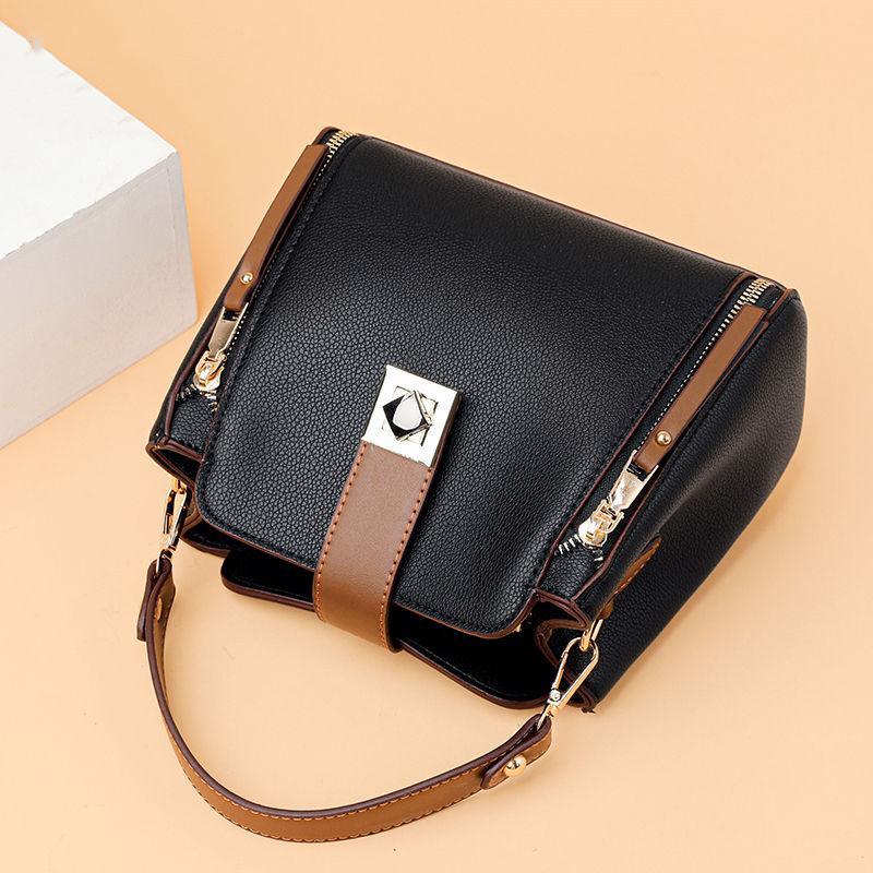 Fashion shoulder bag leather bag women's handbag 2024 new fashion single shoulder messenger bag large capacity bucket bag elegant commuter women's work bag