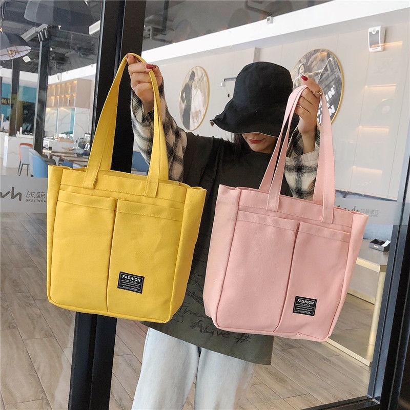 New canvas shoulder bag Korean version casual bag women's lazy canvas bag literary style shoulder bag Japanese student campus tote bag wome